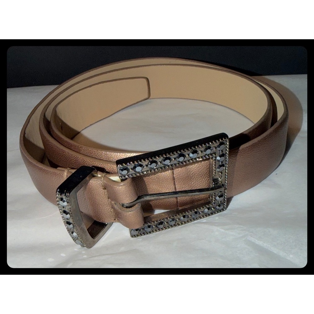 Nine West Belt Women Large Rhinestone Buckle Accessory Metallic Luxe